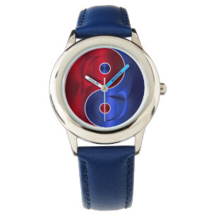 Pulsera reloj de yin yang azul rojo