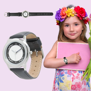 Pulsera Reloj decorativo de correa de cuero negro de S.S.