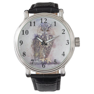 Pulsera Reloj del búho de Acuarela