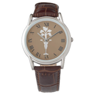 Pulsera Reloj del Cappuccino de la correa de cuero de los