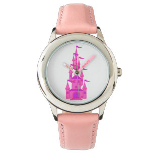 Pulsera Reloj del castillo de la princesa rosada de hadas