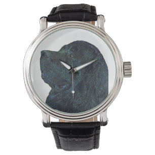Pulsera Reloj del cuero del vintage del perro de Terranova