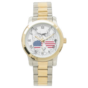 Pulsera Reloj del gato de la bandera americana