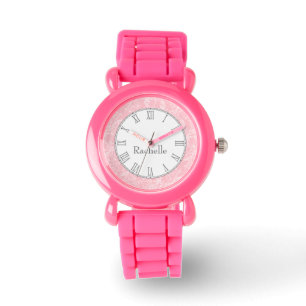Pulsera Reloj del nombre del rosa de la impresión del