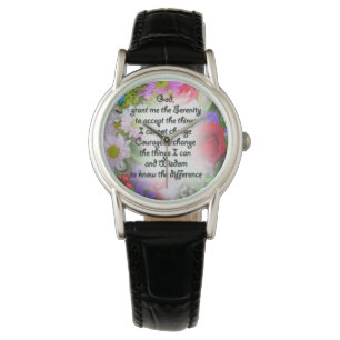 Pulsera Reloj del rezo de la serenidad en diseño floral