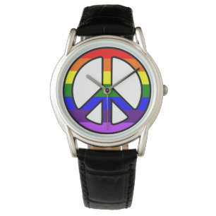 Pulsera Reloj del signo de la paz del arco iris