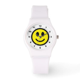Pulsera Reloj deportivo blanco de silicio de cara feliz de