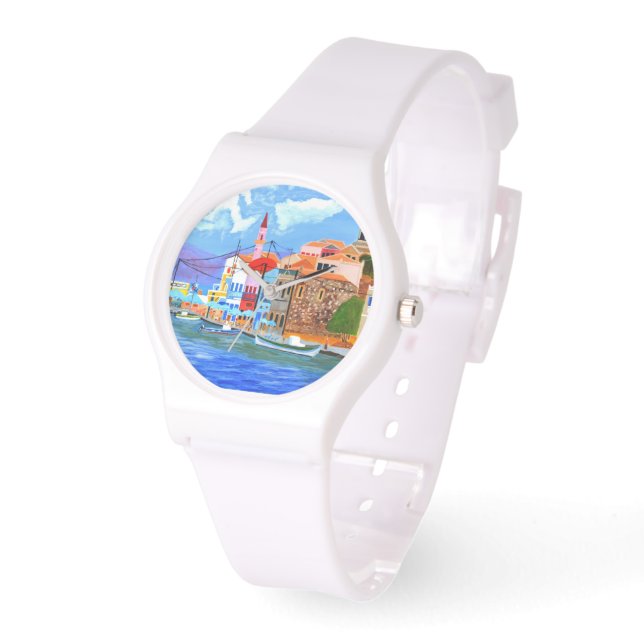Pulsera Reloj Deportivo Blanco de Silicona para Mujer (Ángulo)
