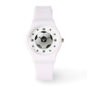 Pulsera Reloj deportivo blanco del balón de fútbol