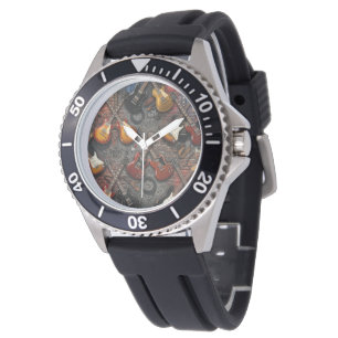 Pulsera Reloj deportivo con collage de guitarra eléctrica