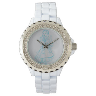 Pulsera Reloj diamante de imitación del bosquejo azul de