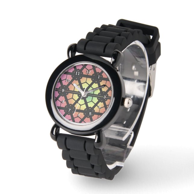 Pulsera Reloj - Diseño de vidrio emplomado (Ángulo)