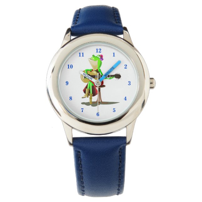 Pulsera Reloj divertido con guitarra de rana (Anverso)