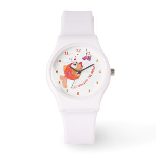 Pulsera Reloj divertido de peces y gusanos - Texto Persona