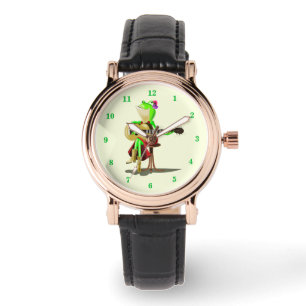 Pulsera Reloj divertido romántico de rana tocando la guita