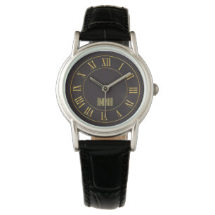 Pulsera Reloj dorado en un fondo oscuro de las miradas fem