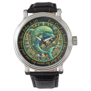 Pulsera Reloj elegante de delfín John 3:16 Gracia Divina
