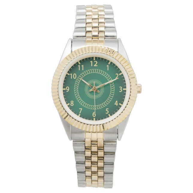 Pulsera Reloj elegante de dos tonos con dial verde y bisel (Anverso)