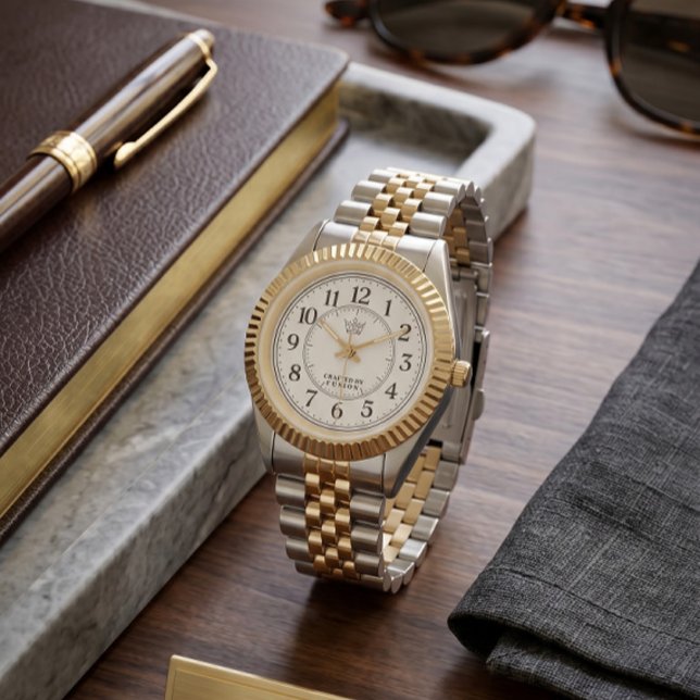 Pulsera Reloj elegante de metal de dos tonos con bisel est (Subido por el creador)