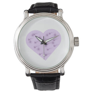 Pulsera Reloj estético de corazón púrpura