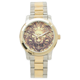 Pulsera Reloj eWatch Cabeza de León Dorado Rugiente