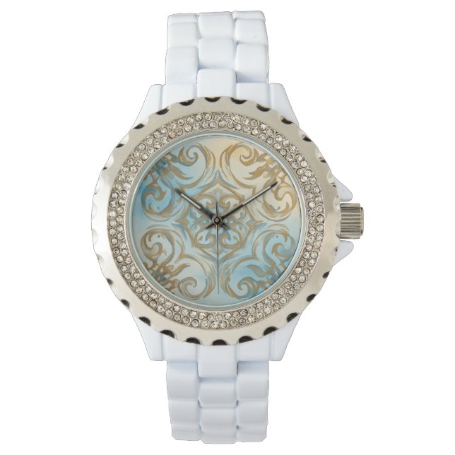 Pulsera Reloj eWatch Mozaik de Oro Azul Precioso (Anverso)
