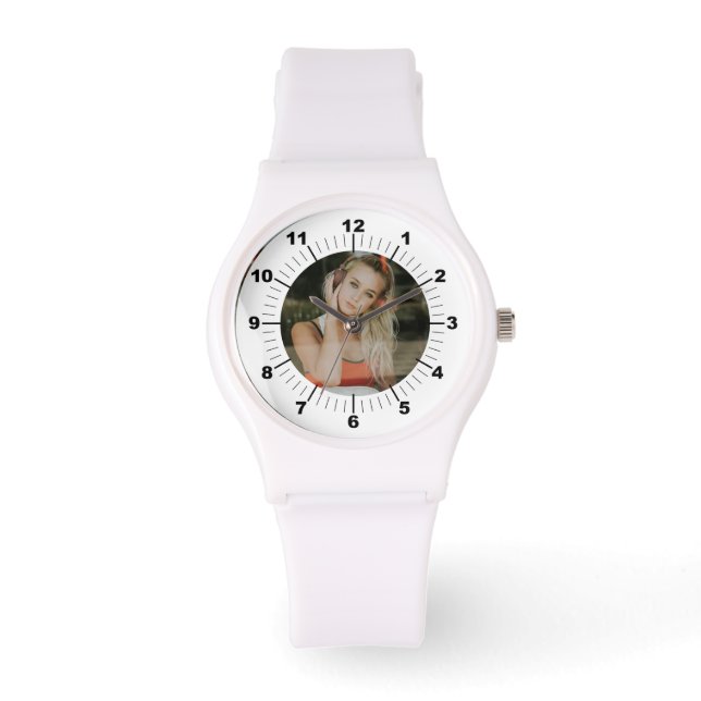 Pulsera Reloj femenino - Blanco de la correa de silicona p (Anverso)