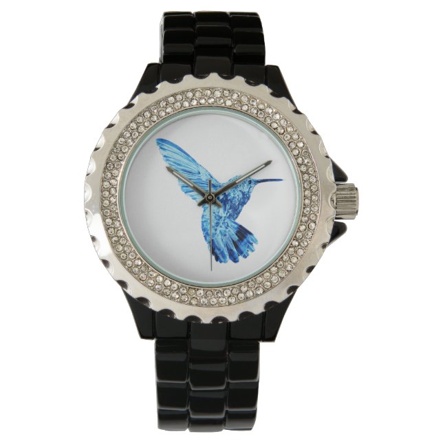 Pulsera Reloj femenino de colibrí azul (Anverso)
