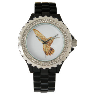 Pulsera Reloj femenino de colibrí de oro