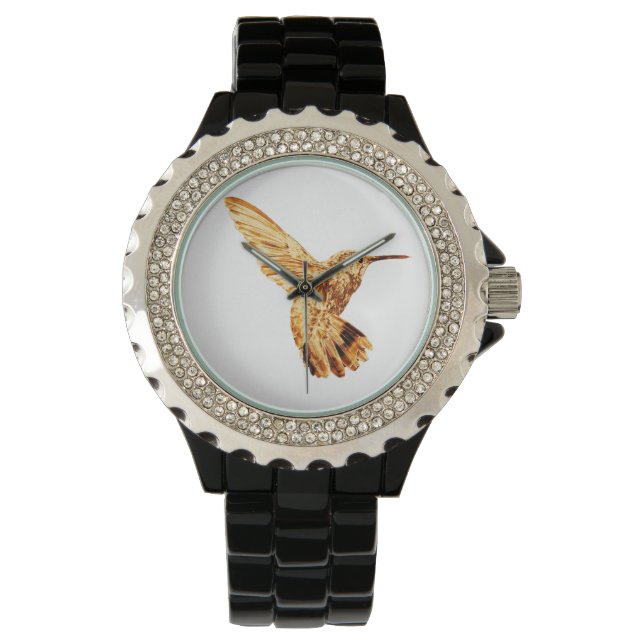 Pulsera Reloj femenino de colibrí de oro (Anverso)