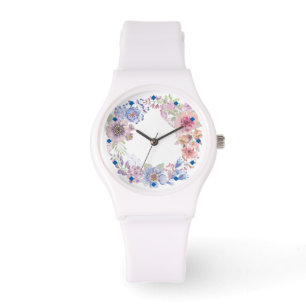 Pulsera Reloj floral de acuarela