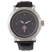 Reloj floral de lujo oscuro | Dia botánico en oro 