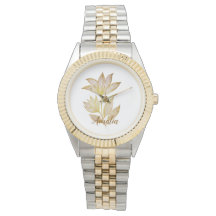 Reloj Floral Dorado de Dos Tonos Personalizado