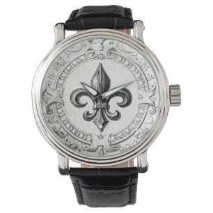 Pulsera Reloj francés de la flor de lis del vintage