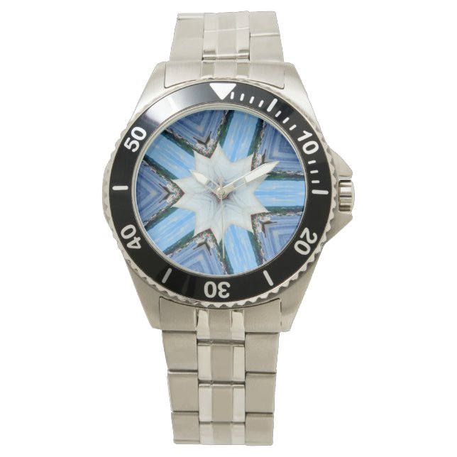 Pulsera reloj geométrico de estrella blanca de 10 puntos (Anverso)