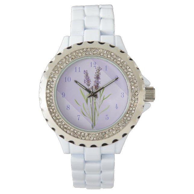 Pulsera Reloj grande de morado y lavanda (Anverso)