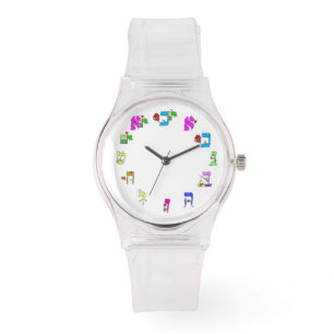 Pulsera Reloj hebreo de las letras del dibujo animado