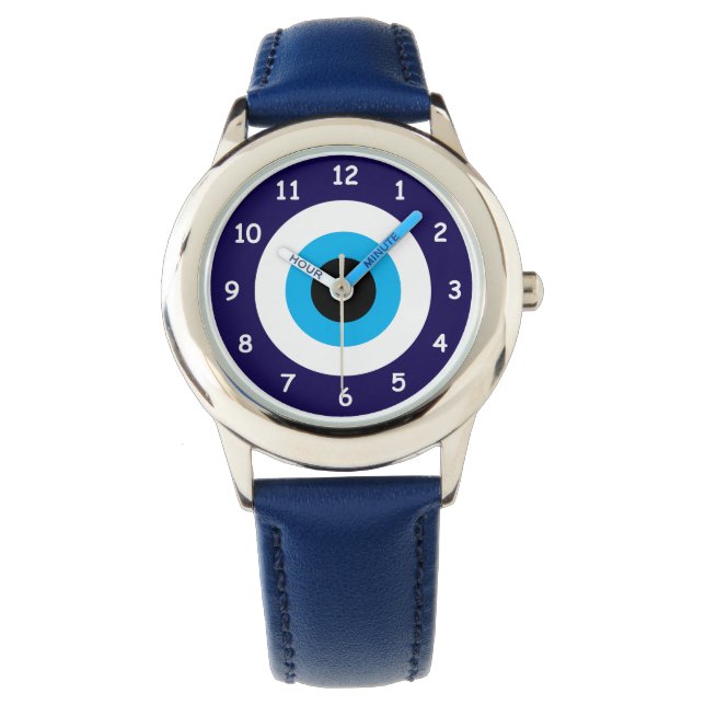 Pulsera Reloj infantil con símbolo de ojo turco azul afort (Anverso)