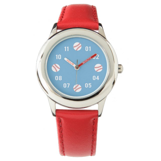 Pulsera Reloj infantil con tema de béisbol novedoso (Anverso)