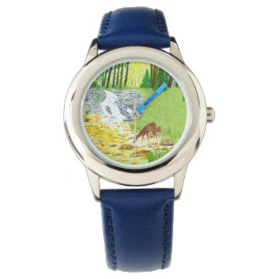Pulsera Reloj infantil de acero inoxidable azul cierva y c