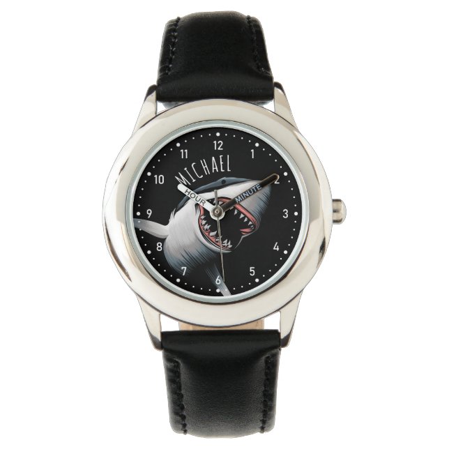 Pulsera Reloj infantil personalizado de tiburón blanco gra (Anverso)