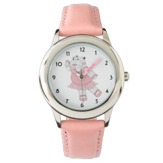 Pulsera Reloj infantil rosa de hipopótamo bailarina ilusim
