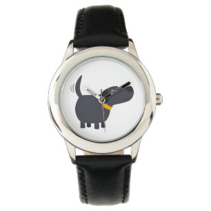 Pulsera Reloj lindo de Labrador del negro del dibujo