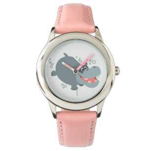Pulsera Reloj lindo del hipopótamo del dibujo animado de