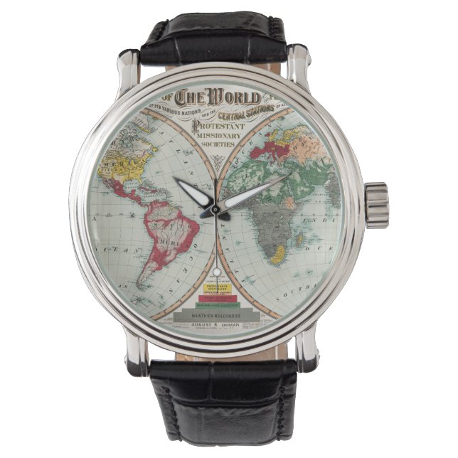 Pulsera Reloj Mapa Mundial de la Misión de Hombres (Anverso)