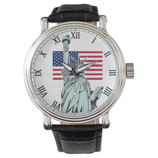 Pulsera Reloj masculino con bandera de los Estados Unidos  (Anverso)