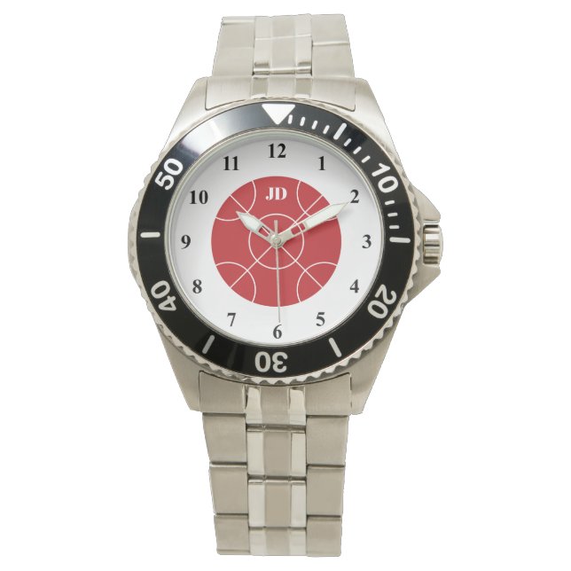Pulsera Reloj masculino de Red Bocce Ball con monograma pe (Anverso)