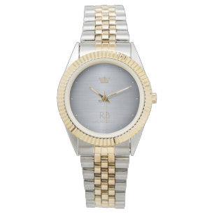 Pulsera Reloj metálico de plata de la Corona de Oro