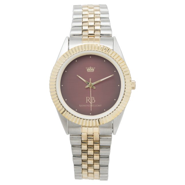 Pulsera Reloj metálico rojo de la Corona de Oro (Anverso)