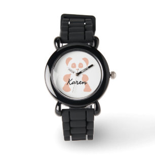 Pulsera Reloj minimalista de los niños de la panda rosada